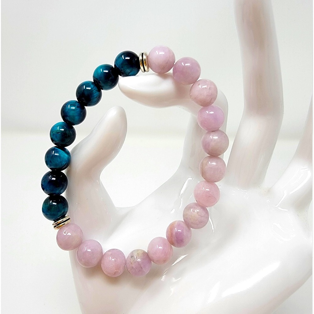 🆕New Personal Empowerment 8mm Healing Gemstone Bracelet Kunzite -Blue Ti… - Picture 1 of 2